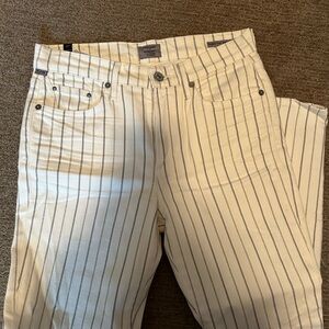 Citizens of Humanity White Striped Rocket Crop High Rise Skinny Jeans Size 27
